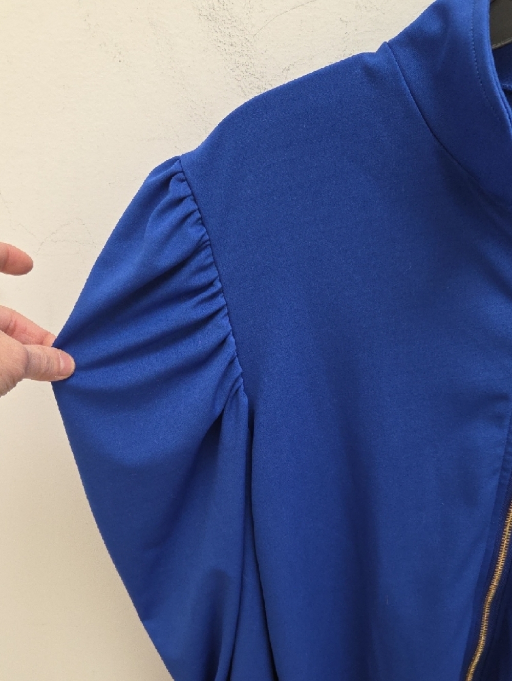 $5/$25-Women's Royal Blue Zip-Front Puff Sleeve Jacket- EUC - Picture 2 of 8